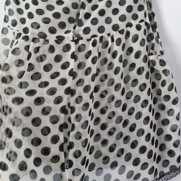 American Rag Polka Dot Black and White Sheer Blouse size Medium - Picture 3 of 7